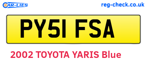 PY51FSA are the vehicle registration plates.