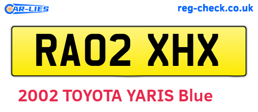 RA02XHX are the vehicle registration plates.