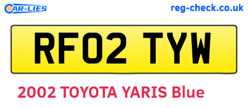RF02TYW are the vehicle registration plates.