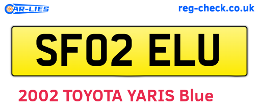 SF02ELU are the vehicle registration plates.