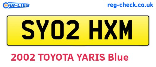 SY02HXM are the vehicle registration plates.