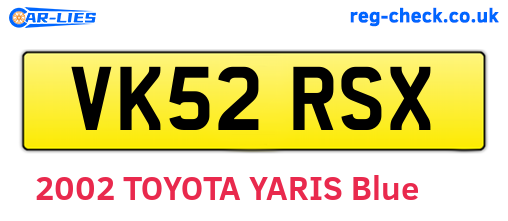 VK52RSX are the vehicle registration plates.