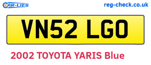 VN52LGO are the vehicle registration plates.