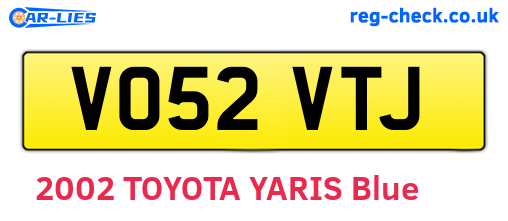 VO52VTJ are the vehicle registration plates.