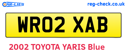 WR02XAB are the vehicle registration plates.