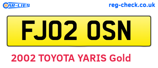 FJ02OSN are the vehicle registration plates.