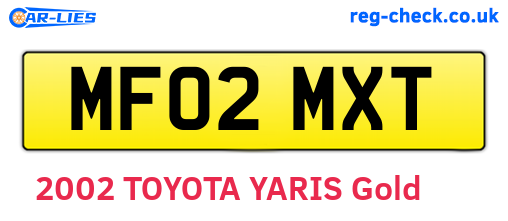 MF02MXT are the vehicle registration plates.