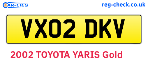 VX02DKV are the vehicle registration plates.