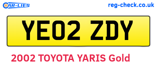YE02ZDY are the vehicle registration plates.
