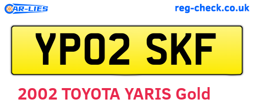 YP02SKF are the vehicle registration plates.