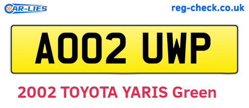 AO02UWP are the vehicle registration plates.