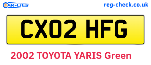 CX02HFG are the vehicle registration plates.