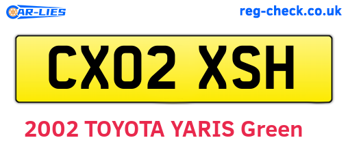 CX02XSH are the vehicle registration plates.