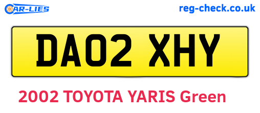 DA02XHY are the vehicle registration plates.