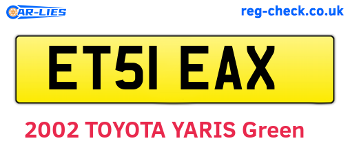 ET51EAX are the vehicle registration plates.