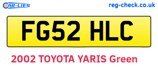 FG52HLC are the vehicle registration plates.