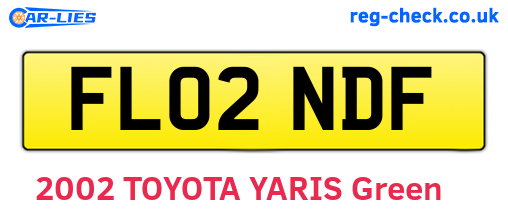 FL02NDF are the vehicle registration plates.