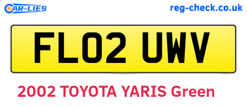 FL02UWV are the vehicle registration plates.