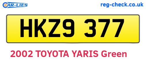 HKZ9377 are the vehicle registration plates.