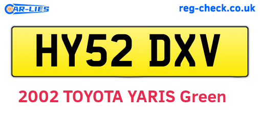 HY52DXV are the vehicle registration plates.
