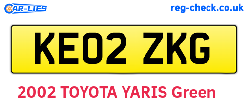 KE02ZKG are the vehicle registration plates.