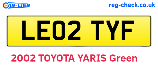 LE02TYF are the vehicle registration plates.