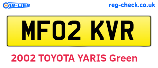 MF02KVR are the vehicle registration plates.