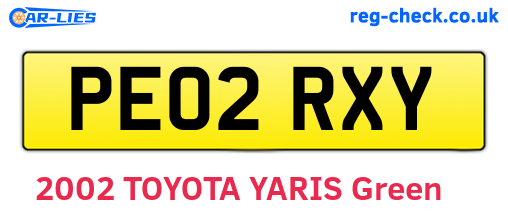 PE02RXY are the vehicle registration plates.