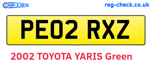 PE02RXZ are the vehicle registration plates.
