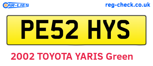 PE52HYS are the vehicle registration plates.