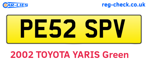 PE52SPV are the vehicle registration plates.