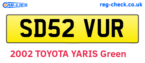 SD52VUR are the vehicle registration plates.