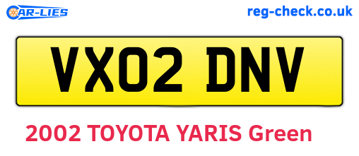 VX02DNV are the vehicle registration plates.