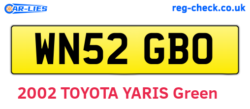 WN52GBO are the vehicle registration plates.