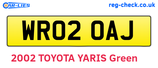 WR02OAJ are the vehicle registration plates.