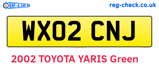 WX02CNJ are the vehicle registration plates.