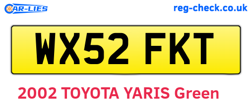 WX52FKT are the vehicle registration plates.