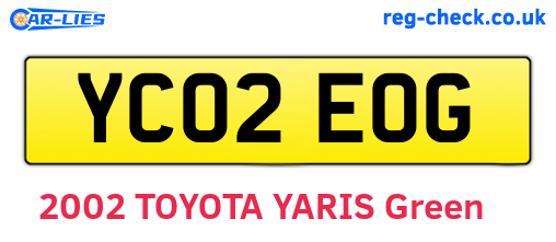 YC02EOG are the vehicle registration plates.