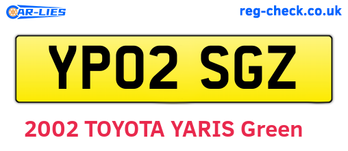YP02SGZ are the vehicle registration plates.
