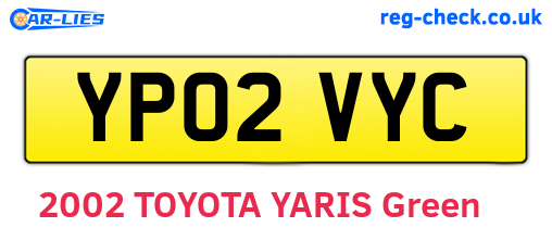 YP02VYC are the vehicle registration plates.