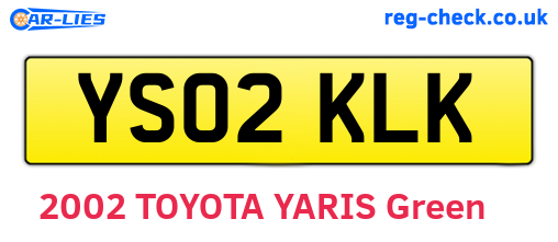 YS02KLK are the vehicle registration plates.