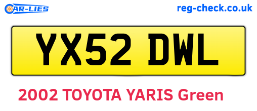 YX52DWL are the vehicle registration plates.