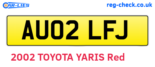 AU02LFJ are the vehicle registration plates.