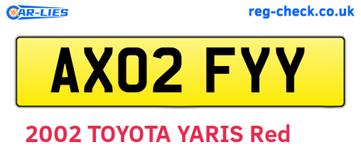 AX02FYY are the vehicle registration plates.