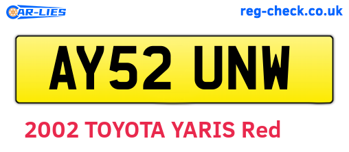 AY52UNW are the vehicle registration plates.