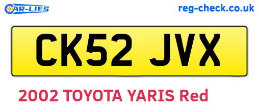 CK52JVX are the vehicle registration plates.