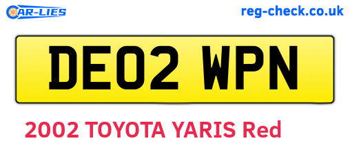 DE02WPN are the vehicle registration plates.