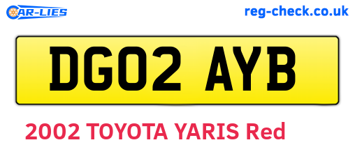 DG02AYB are the vehicle registration plates.