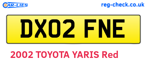 DX02FNE are the vehicle registration plates.