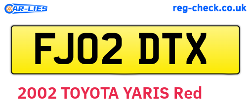 FJ02DTX are the vehicle registration plates.